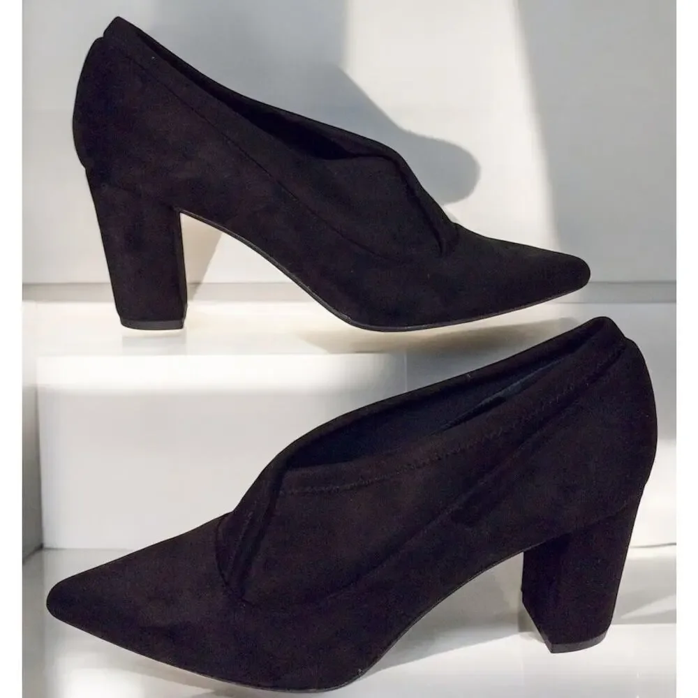JON JOSEF‎ Black Velvet & Suede Leather Heels Loafers Shoes Women's 10M
